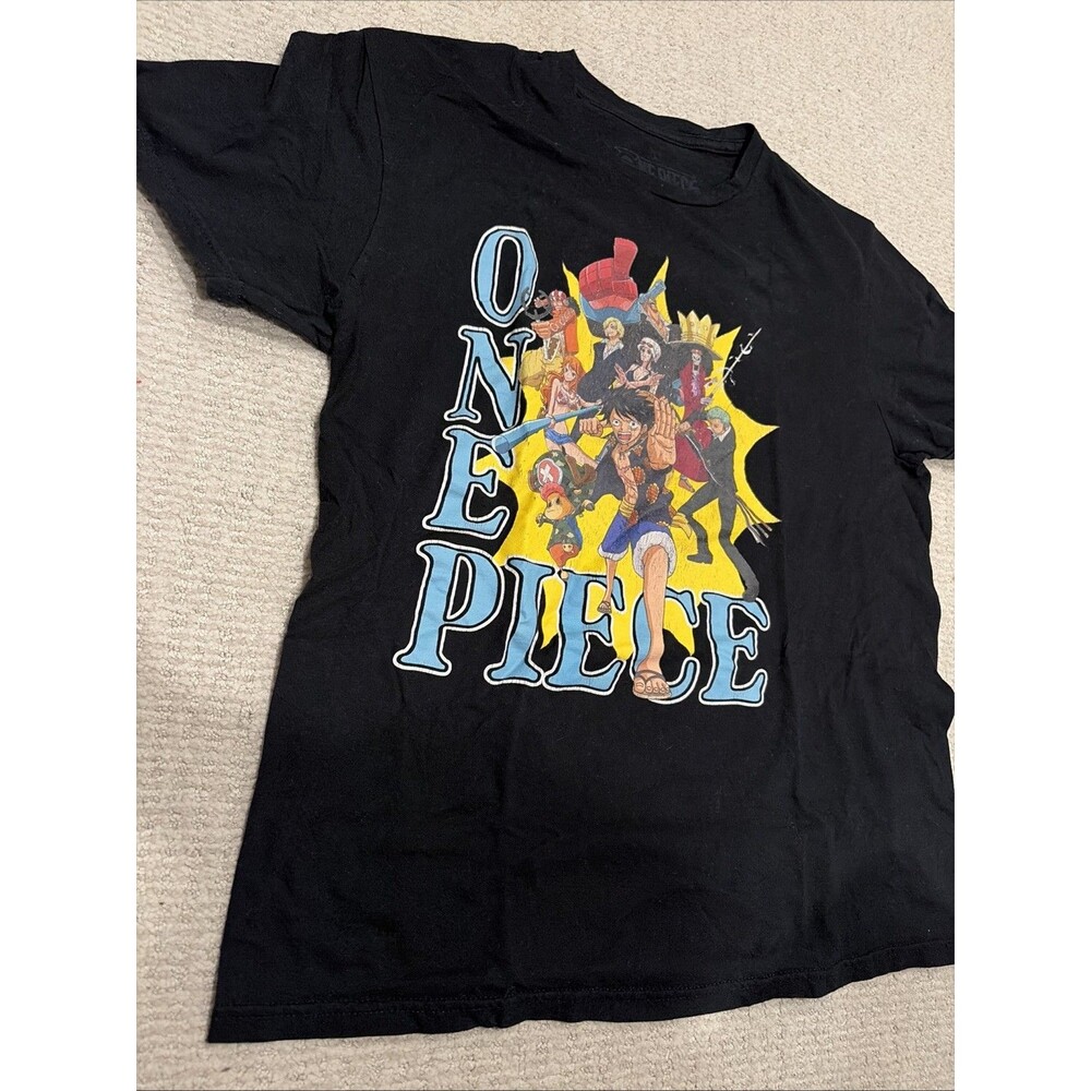One Piece Shirt Mens Sz Large Black Straw Hat Crew Dressrosa Doflamingo Luffy